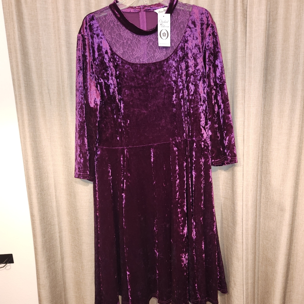 Beautiful Magenta velvet dress size 16
